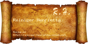 Reiniger Henrietta névjegykártya